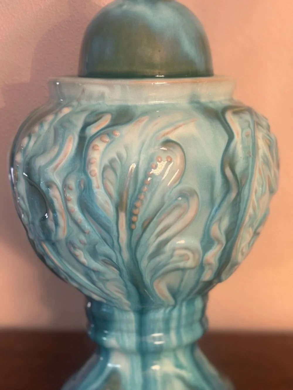 Turquoise Ceramic Decorative Covered Jar - Home Accents